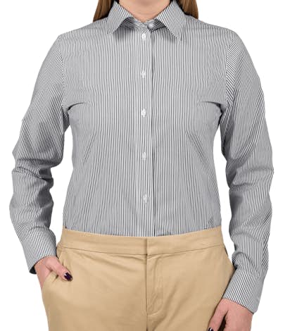 Devon & Jones Ladies Banker Stripe Dress Shirt - Navy