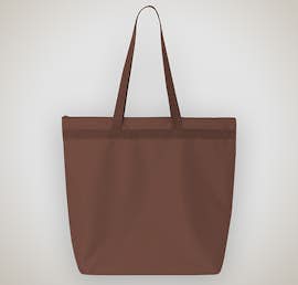Large Recycled Poly Zippered Tote - Color: Brown