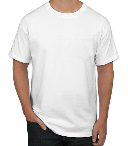 Hanes Beefy-T w/ Pocket - White