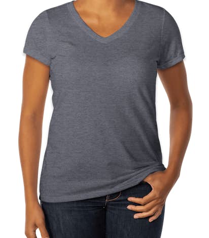 District Made Ladies Tri-Blend V-Neck T-shirt - Navy Frost