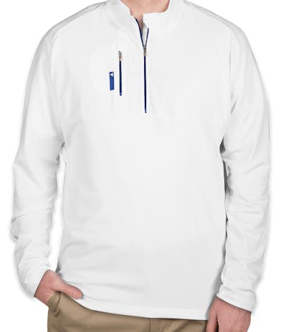 Adidas Golf Contrast Quarter Zip Pullover - White / Bright Royal