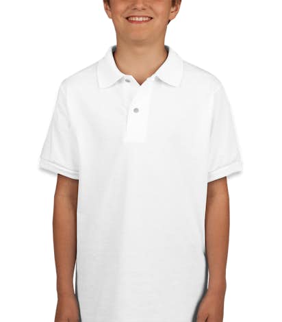 Jerzees Youth Spotshield 50/50 Jersey Polo - White