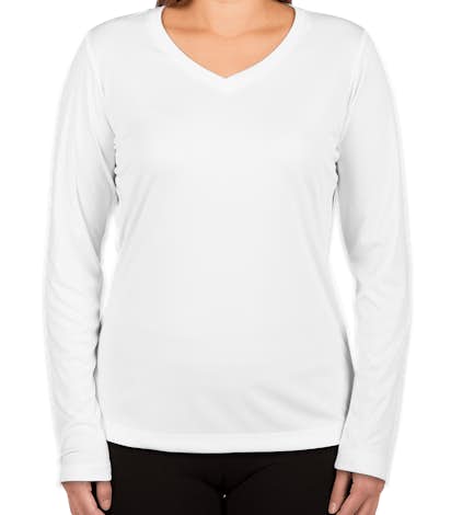 Sport-Tek Ladies Long Sleeve V-Neck Competitor Shirt - White