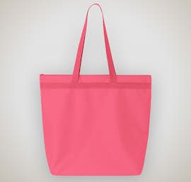 Large Recycled Poly Zippered Tote - Color: Hot Pink