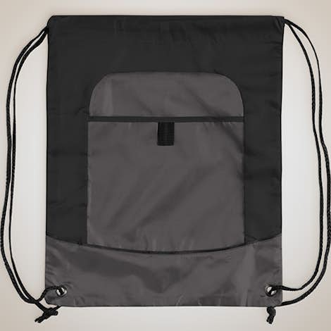 Port Authority Pocket Drawstring Bag - Black / Deep Smoke