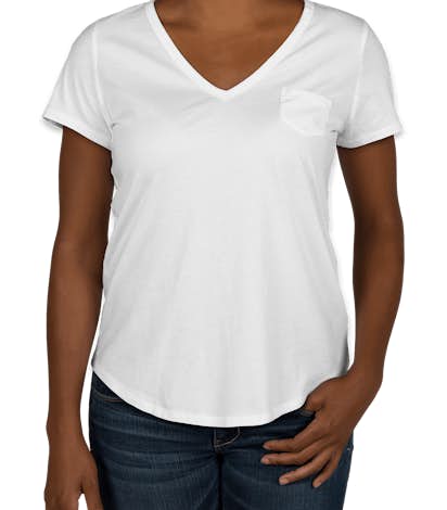 GAP Ladies Vintage Wash V-Neck Tee - Optic White