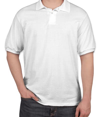 Hanes 50/50 Jersey Polo - White